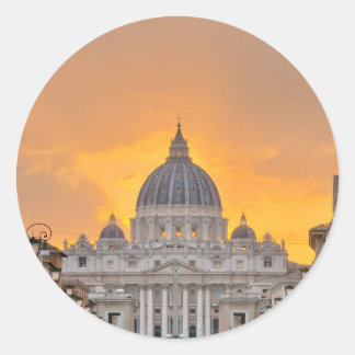 Sint-Pietersbasiliek bij zonsondergang, Vaticaanst Ronde Sticker