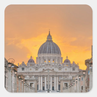 Sint-Pietersbasiliek bij zonsondergang, Vaticaanst Vierkante Sticker