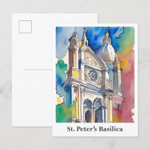 Sint-Pietersbasiliek Vaticaan Waterverf Reizen Briefkaart