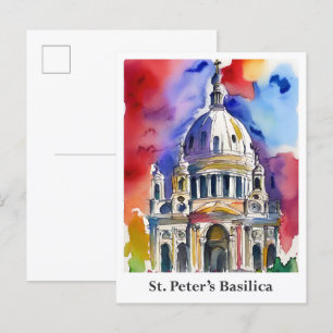 Sint-Pietersbasiliek Vaticaan Waterverf Reizen Briefkaart