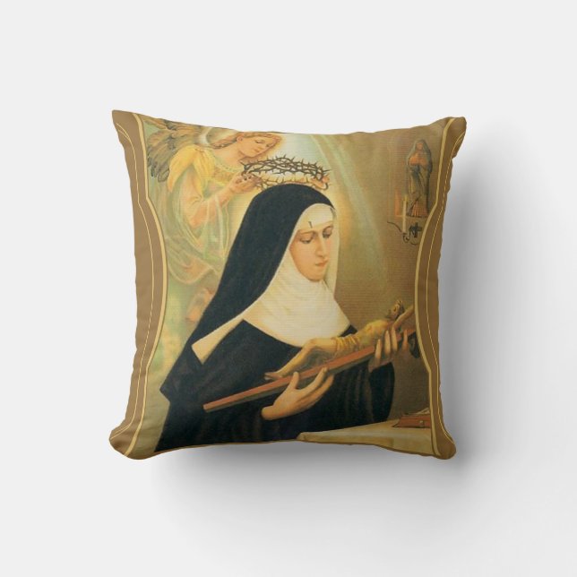 Sint-Rita van Cascia w/Kroon van Thorns Angel Kussen (Voorkant)
