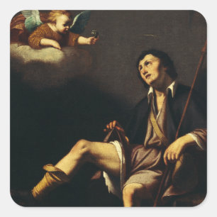Sint Rochus en de engel door Guy François Vierkante Sticker