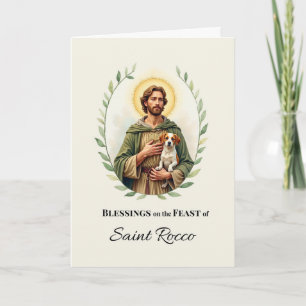 Sint-Rochusfeestdag Zegeningen Aquarel Krans Kaart