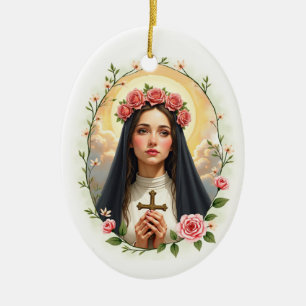 Sint-Roos van Lima Gods Vrede met Rozen Keramisch Ornament