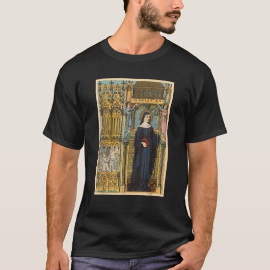 Sint-Scholastica Benedictus Katholieke heiligen Be T-shirt (Voorkant)