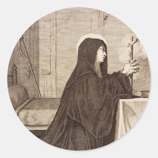 Sint Scholastica patrones van school Ronde Sticker (Voorkant)