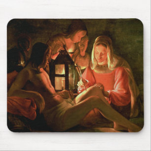 Sint Sebastian met de Heilige Vrouw (olie op blik) Muismat