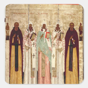 Sint-Sergius Radonesh met de heiligen van Vierkante Sticker