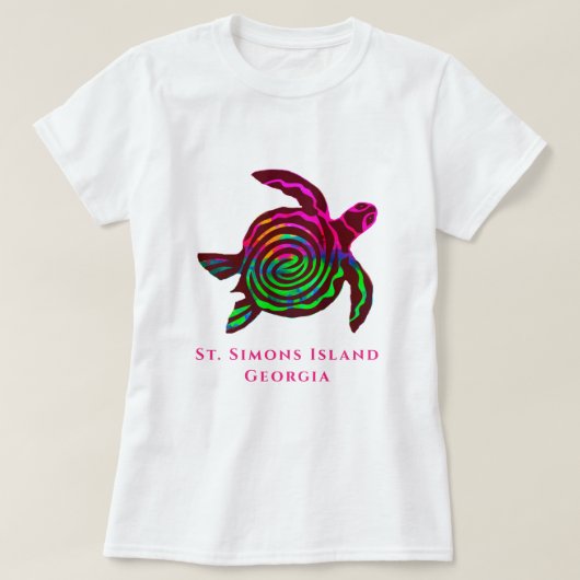 Sint-Simons-eiland voor de kleintschildpad van de T-shirt (Design voorkant)