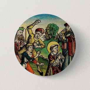 Sint-Stefanus de Protomartelaar Fijne Kunst Iconog Ronde Button 5,7 Cm