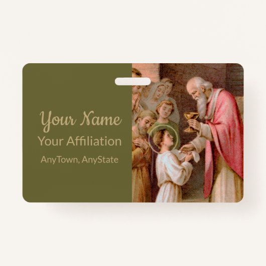 Sint Tarcisius die de Eucharist ontvangt (BL 02) Badge (Voorkant)