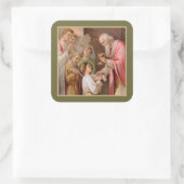 Sint Tarcisius die de Eucharist ontvangt (BL 02) Vierkante Sticker (Tas)