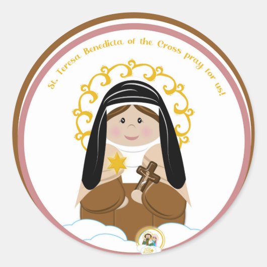 Sint Teresa Benedicta van het Kruis Ronde Sticker (Voorkant)