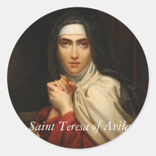 Sint Teresa van Avila Carmelite Nun Ronde Sticker (Voorkant)