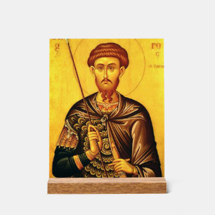 Sint Theodorus Tiron orthodoxe icoon Acryl Bord