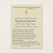 Sint-Therese katholieke begrafenisherdenkingsmonum Visitekaartje (Achterkant)