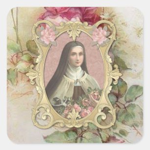 Sint-Therese  Rozen Katholiek Vierkante Sticker