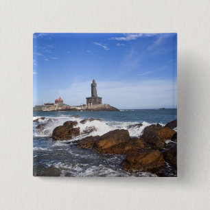 Sint-Thiruvalluvar-standbeeld Tamil Nadu, India Vierkante Button 5,1 Cm