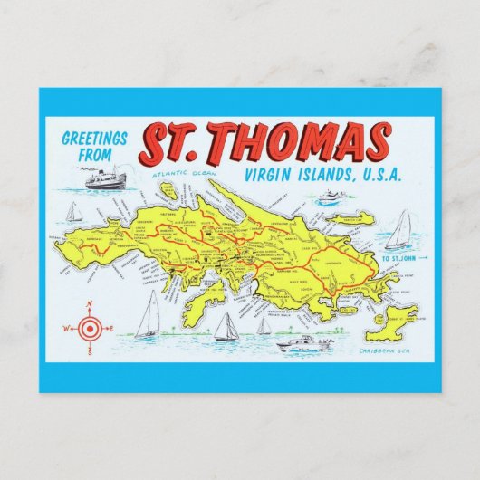 Sint-Thomas Maagdeneilanden Briefkaart (Voorkant)