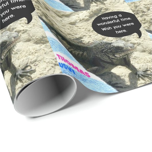 Sint Thomas USVI, Iguana op het strand Cadeaupapier (Rol Hoek)