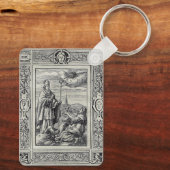 Sint-Valentinus van Rome Gravure Premium Kunst Sleutelhanger (Achterkant)
