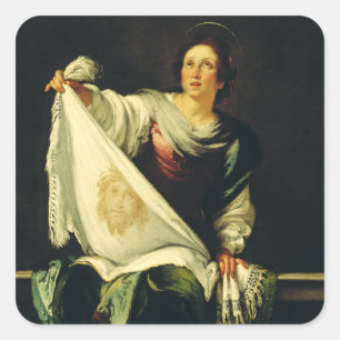 Sint Veronica Kunst Het Mirakel van het Heilig Aan Vierkante Sticker