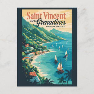 Sint-Vincent en de Grenadines Landschap Retro Briefkaart
