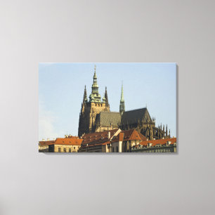 Sint-Vituskathedraal en het kasteel van Praag, een Canvas Afdruk