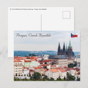 Sint-Vituskathedraal en panorama van Praag - Tsjec Briefkaart