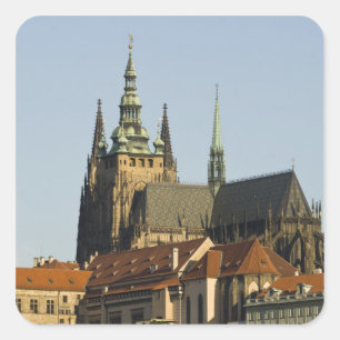 Sint-Vituskathedraal en Praagse burcht, een van Vierkante Sticker
