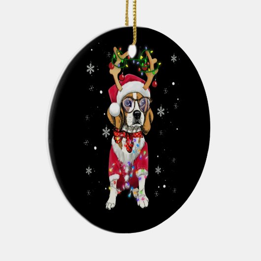 Sinterbeagle render Lichte kerstcadeaus Keramisch Ornament (Rechts)