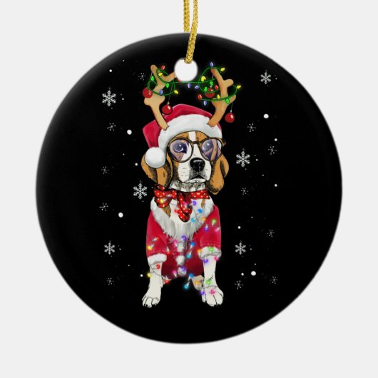 Sinterbeagle render Lichte kerstcadeaus Keramisch Ornament (Voorkant)