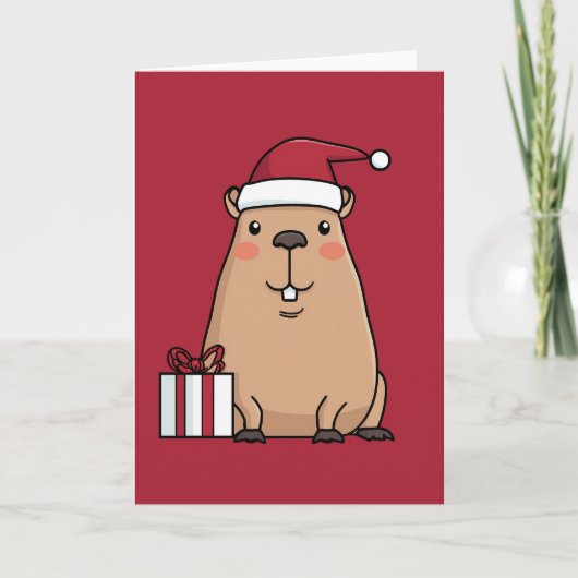 Sintercapybara Kerstpret Feestdagen Kaart (Voorkant)