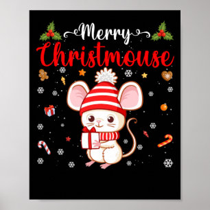 Sinterhat familie Merry Christmouse met kerstmuis Poster
