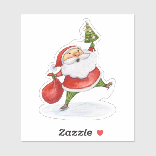 Sinterkerstkerstkersttekening waterverf sticker (Vel)