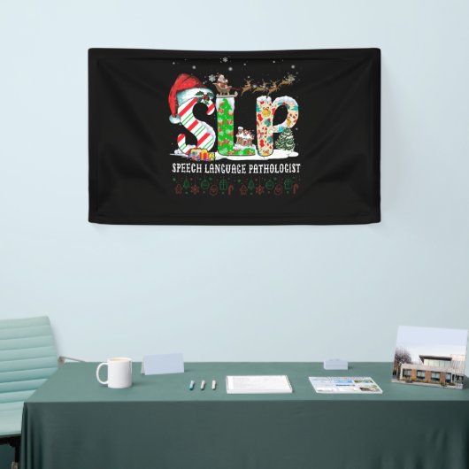 Sinterkerstman met Spraaktaaldocent SLP Spandoek (Beurs)