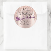 Sinterkerstnaam Roos Santa Sleigh Drip Paars Ronde Sticker (Tas)