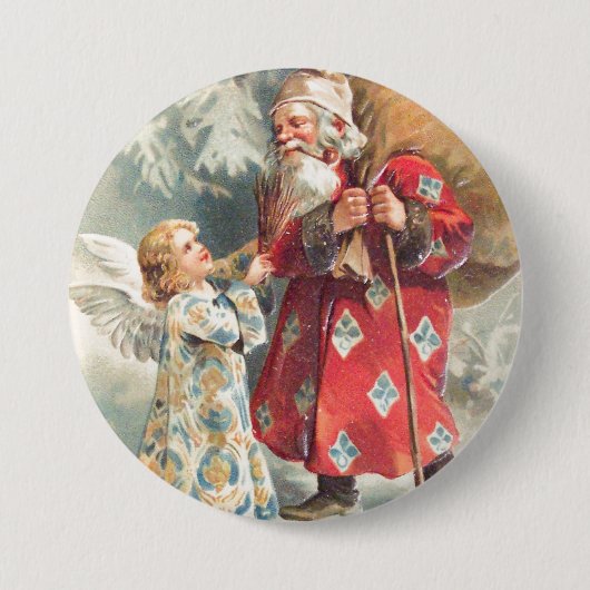 Sinterkerstwens Ronde Button 7,6 Cm (Voorkant)