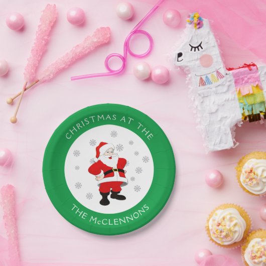 Sinterklaas Aangepaste Tekst Groene Rand Papieren Bordje (Feest)