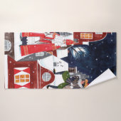 Sinterklaas and Piet on the roofs of Amsterdam Pos (Serviette de bain)