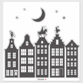 Sinterklaas Atop Canal Houses Window Stickers