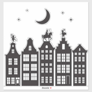 Sinterklaas Atop Canal Houses Window Stickers