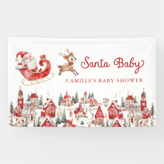 Sinterklaas Baby Kerst Baby Shower Feestje Spandoek (Horizontaal)