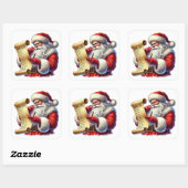 Sinterklaas checkt zijn lange lijst met geschenken vierkante sticker (Vel)
