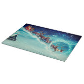 Sinterklaas die met rendiervis vliegt snijplank (Hoek)