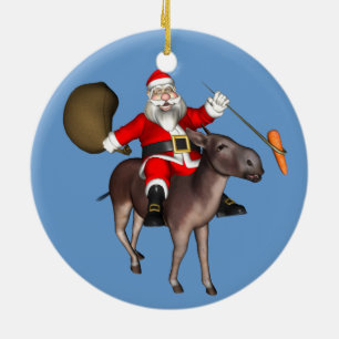 Sinterklaas die op Donkey rust Keramisch Ornament
