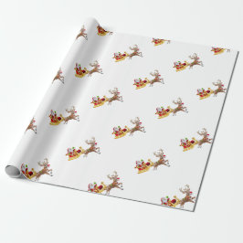 Sinterklaas die op slee rijdt cadeaupapier