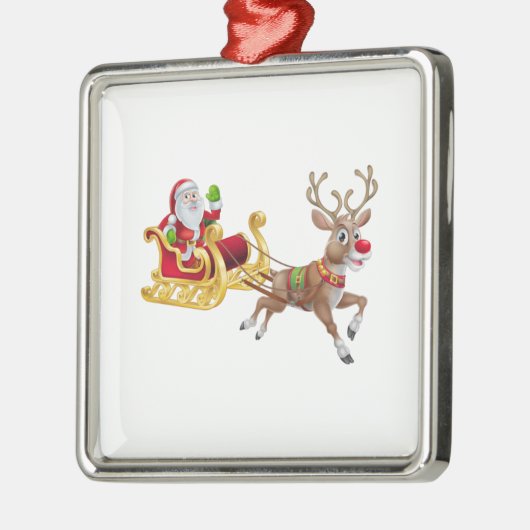 Sinterklaas die op slee rijdt metalen ornament (Links)