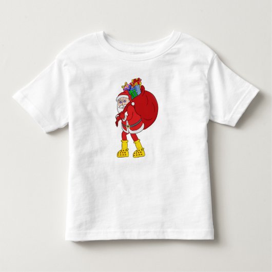 Sinterklaas draagt grote gele laarzen kinder shirts (Voorkant)