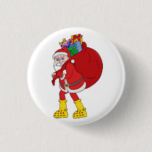 Sinterklaas draagt grote gele laarzen ronde button 3,2 cm